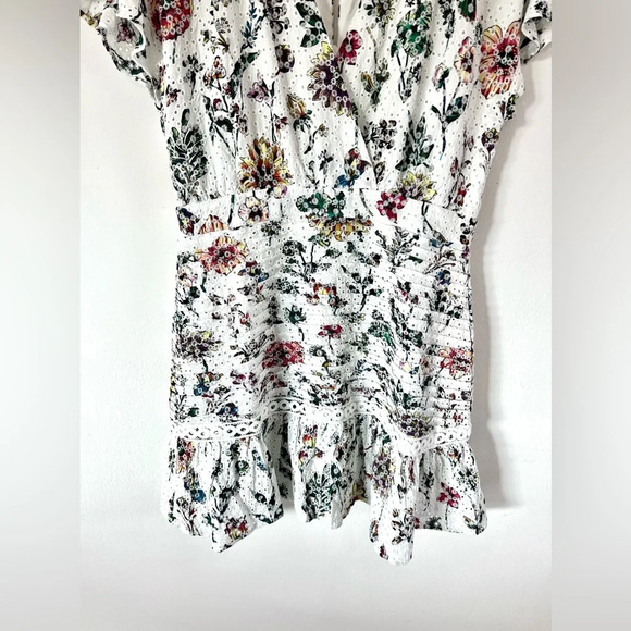 ASTR The Label White Floral Eyelet Short Flutter Sleeve Dress Size Large NWT - Picture 8 of 15